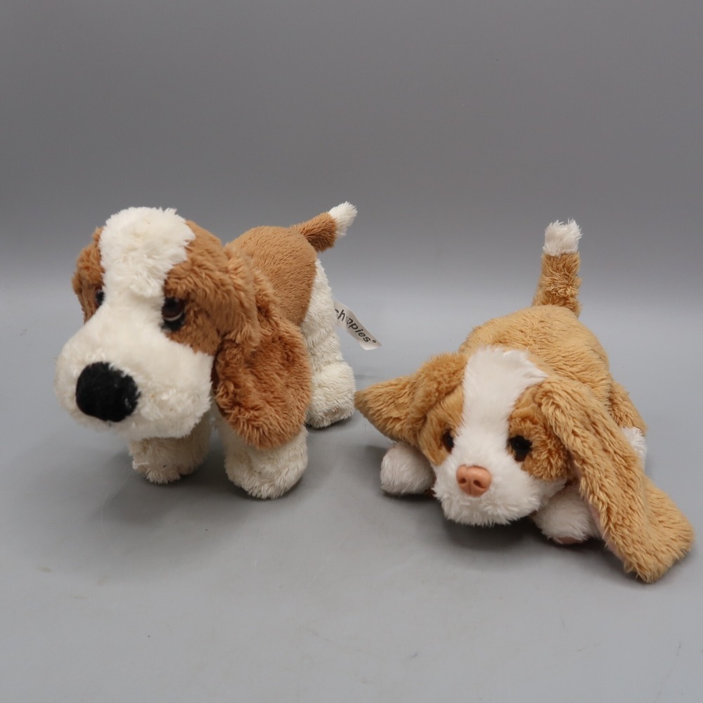 Hasbro 2009 Fur Real Friends Brown Dog Puppy & Russ Hush Puppy Plush Toy Lot